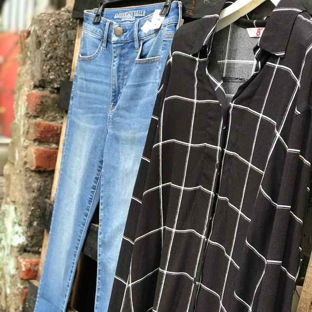 Sơ mi lanh kẻ nữ 8SECOND