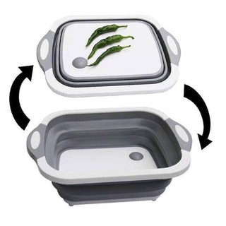 CHẬU -thùng GẤP GỌN ĐA NĂNG SILICON KIÊM THỚT