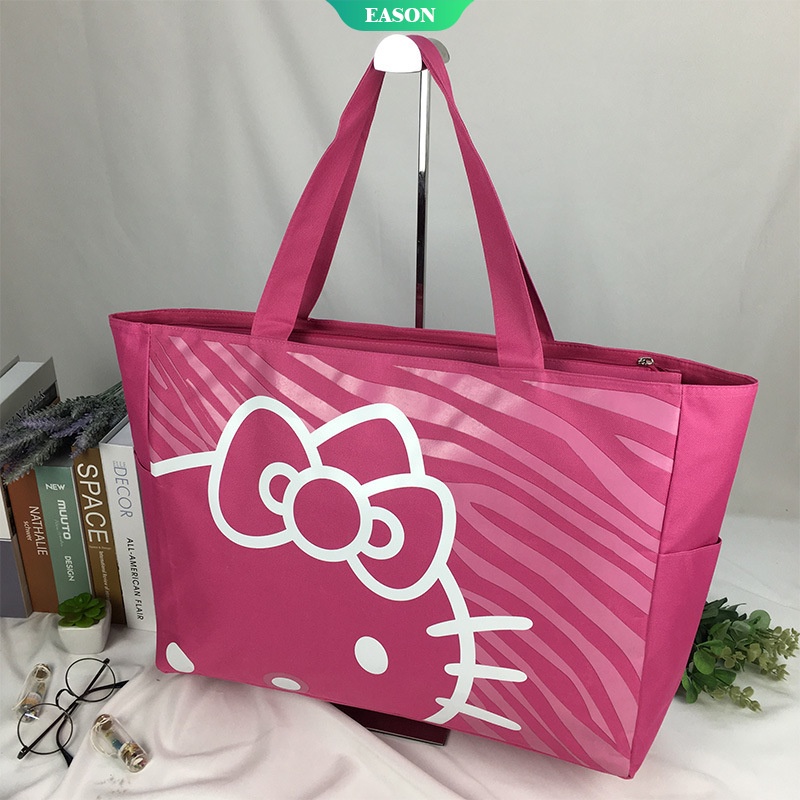 Túi Xách Vải Canvas Chống Nước Sức Chứa Lớn In Hình Sanrio Hello Kitty Thời Trang