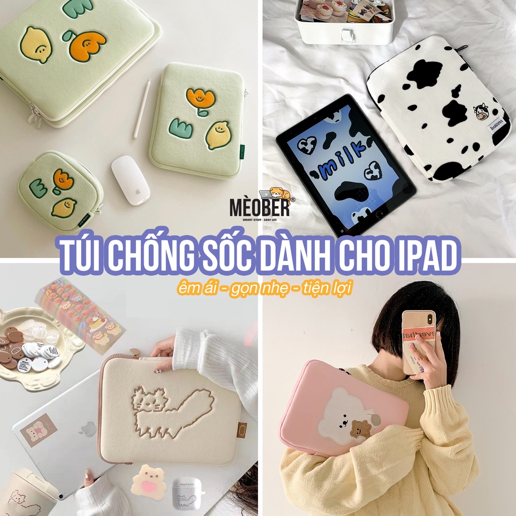 Túi chống sốc Cute dành cho Laptop và iPad iPad Pro 11, iPad Gen 5 6 7 8 9, iPad Air 2 3 4, iPad mini 4 5 6...