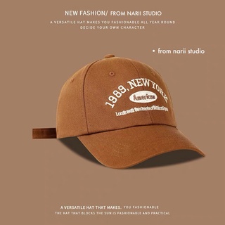 Mũ lưỡi trai NARII nón kết unisex Hàn Quốc 1989 New York nâu