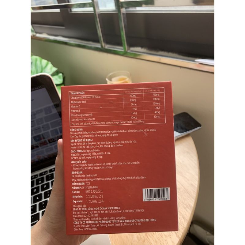 Viên uống trắng da Glutathione 750mg