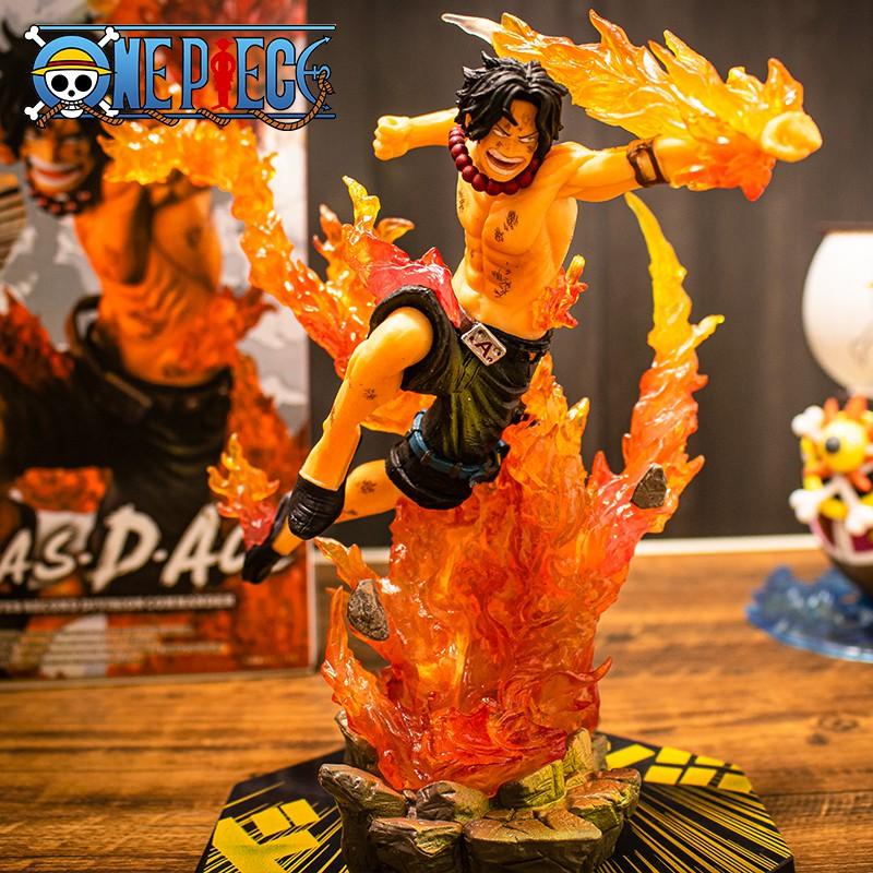 Mô hình One Piece ACE hỏa quyền 2 đầu đế có chữ tên nhân vật, nhiều trạng thái, figure anime one piece trang trí decor
