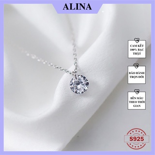 Dây Chuyền Bạc 925 Một Đá Sáng Lấp Lánh Đơn Giản Alina 0155 K9