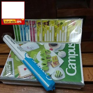 BỘ 10 QUYỂN VỞ CAMPUS 80 TRANG CÓ SẴN NHÃN VỞ VÀ BỌC VỞ