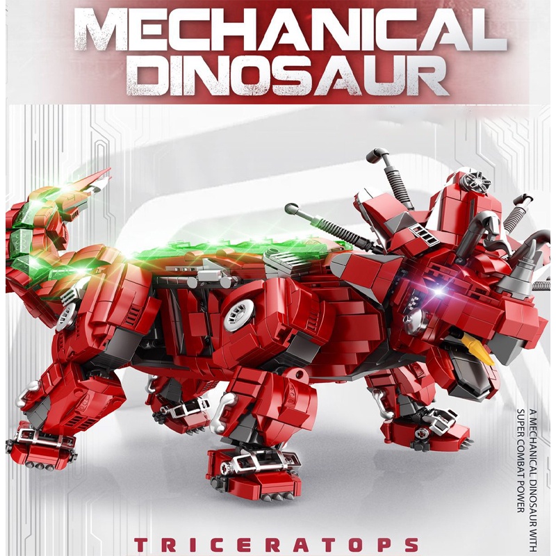 Đồ chơi Lắp ráp Khủng long máy Tam giác long, Panlos 611012 Triceratop Dinosaur, Xếp hình thông minh