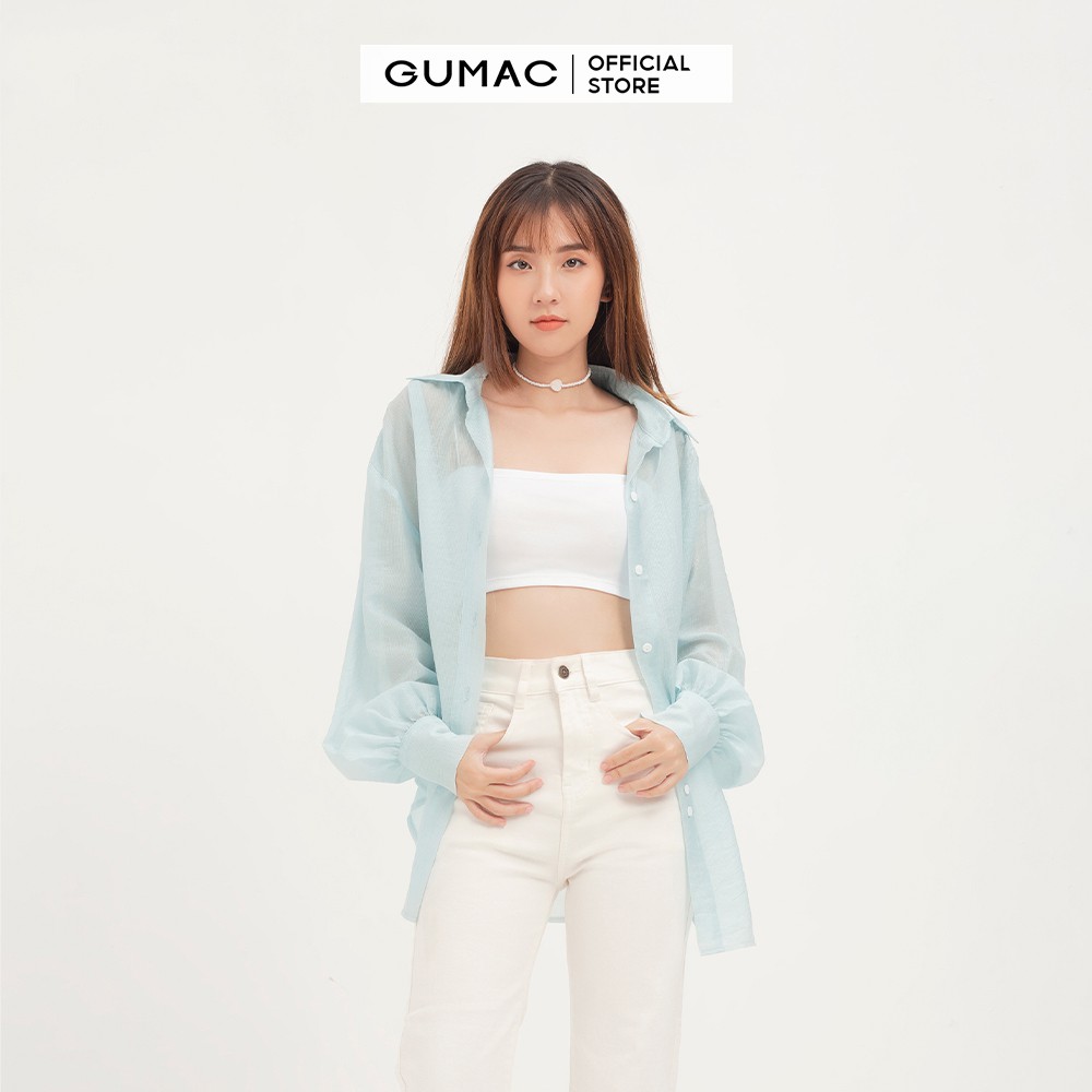 Áo sơ mi nữ nhún vai GUMAC AA12138