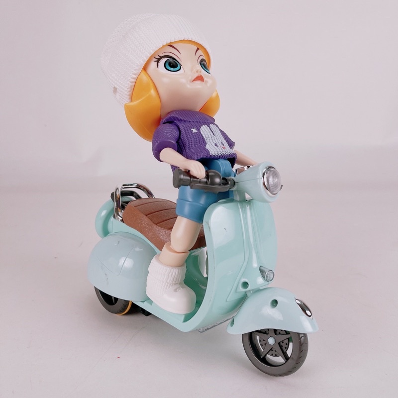 Bộ Đồ Chơi Bé Gái Lái Xe MoTo Chạy Pin Có Nhạc Có Đèn Xoay 360độ cực hay