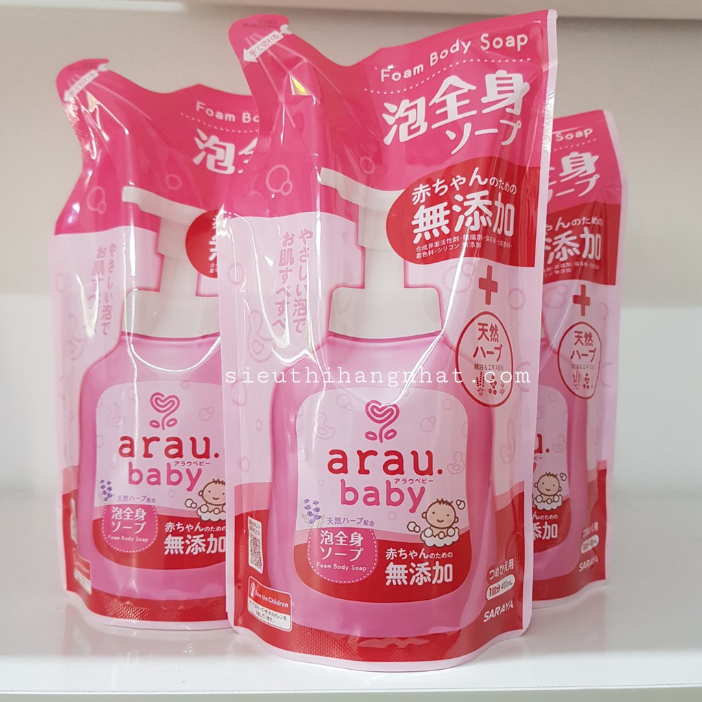 Sữa tắm gội Arau baby 400ml/450ml/880ml chiết xuất thảo mộc, không gây dị ứng, an toàn cho bé, mùi hương thơm dễ chịu