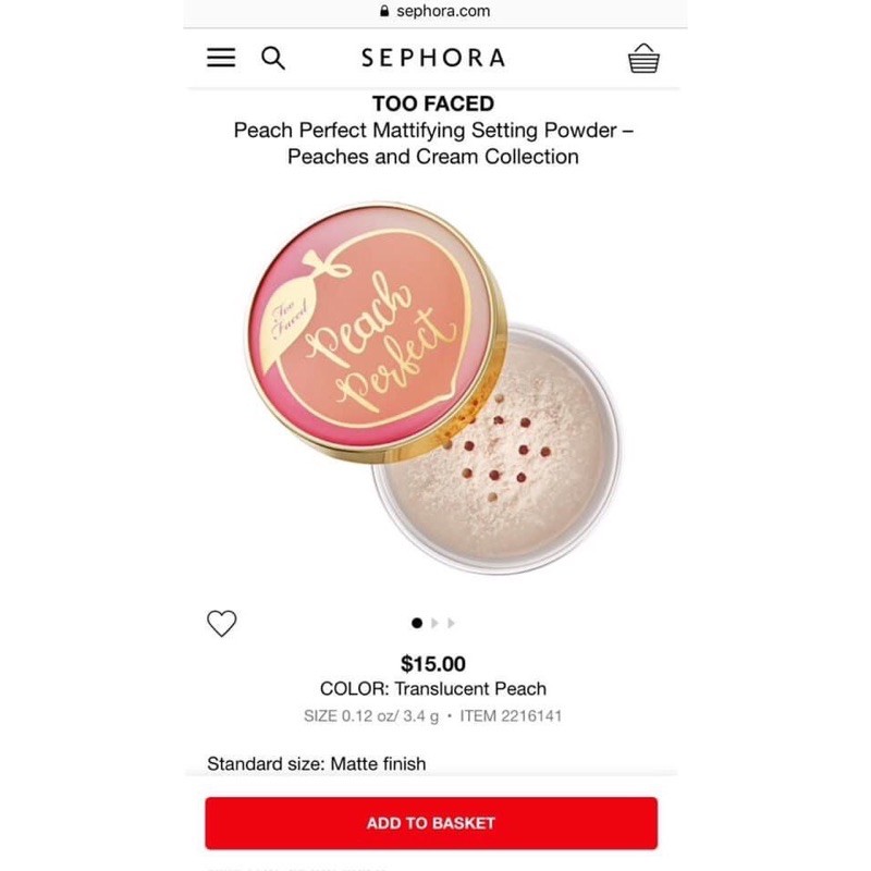 [CÓ SẴN]🍑Phấn phủ Too Faced Peach Perfect Powder màu Translucent Peach 3.5g🍑 | BigBuy360 - bigbuy360.vn