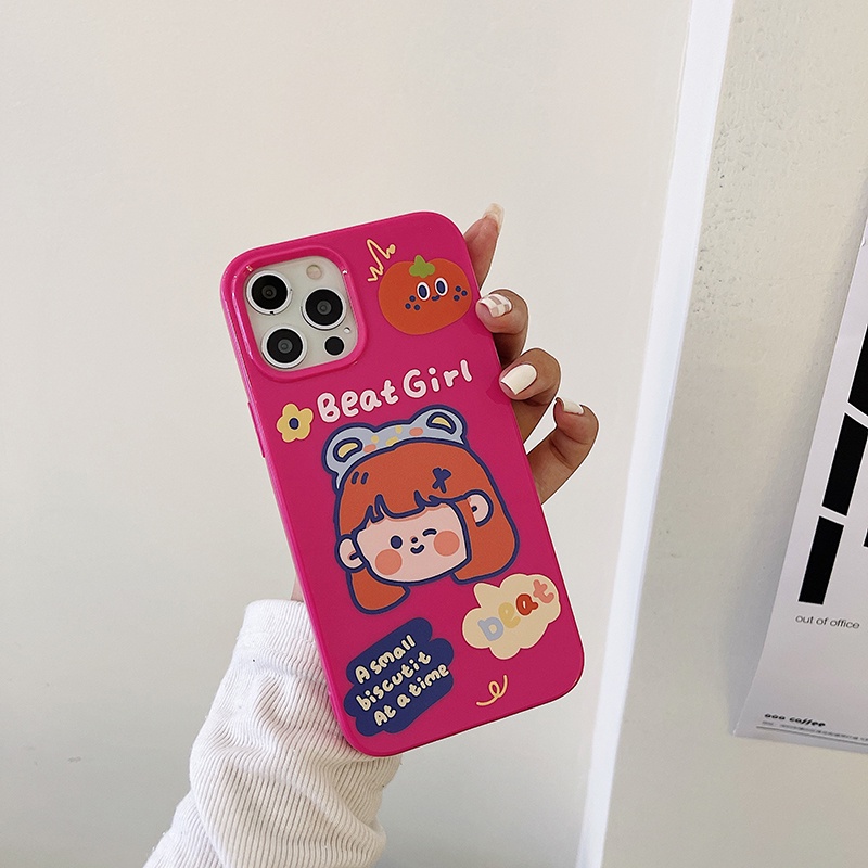 Ốp điện thoại TPU hình bé gái và quả cam thích hợp cho iPhone 11 Pro Max X Xr Xs Max 7 8+ Se 2020 12 pro max 12 mini