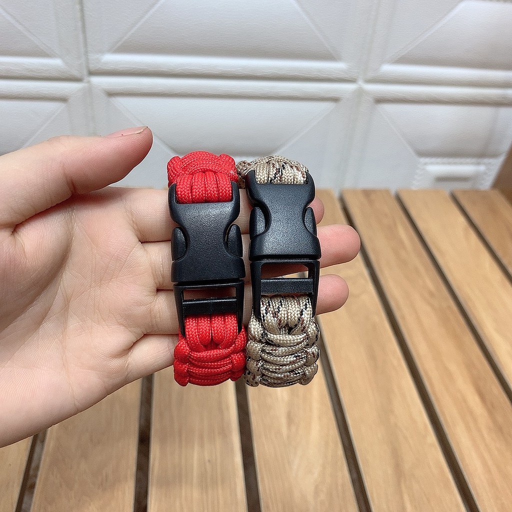 Vòng đeo tay sinh tồn Paracord handmade nam nữ chốt nhựa chốt kim loại 2P13