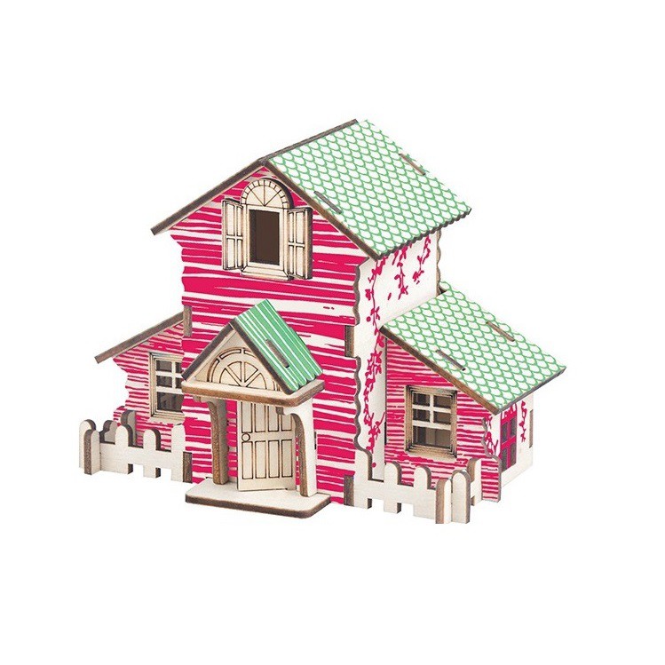 Mô hình Mini Cottage House cắt laser- đồ chơi lắp ráp 3D gỗ