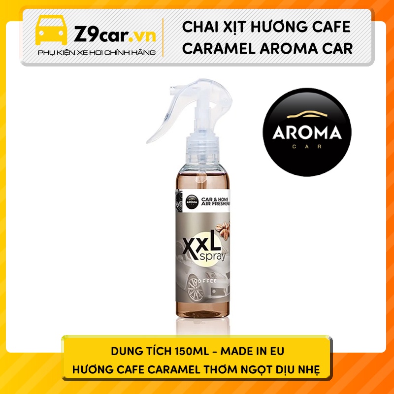 Chai xịt cafe Aroma Car hương cà phê caramel dịu ngọt 150ml Made in EU - Quà tặng lá thơm cờ Việt Nam