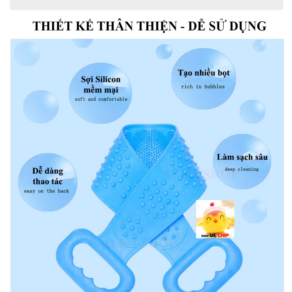 Dây Tắm Cọ Lưng Silicon Mềm Mại ❤️RẺ VÔ ĐỊCH❤️ Dây Chà Lưng Massage 2 Mặt Gai An Toàn Cho Da Và Không Độc HạI