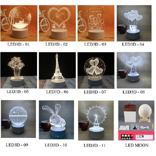 Đèn ngủ LED 3D Tiết Kiệm Năng Lượng, đèn trang trí. Quà tặng 8/3, valentine, sinh nhật, các dịp lễ tết.