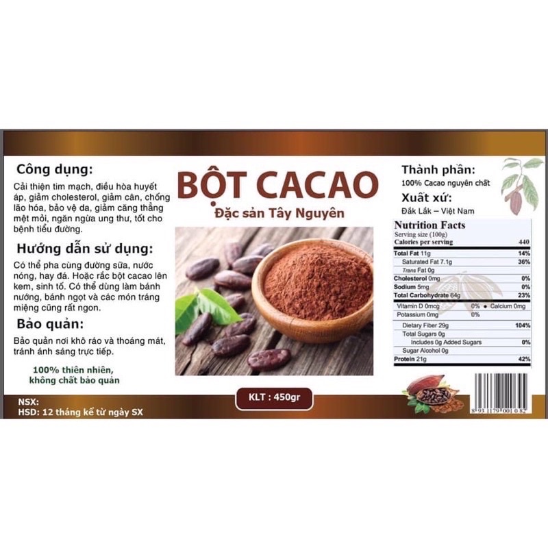 250Gr Bột Cacao Đăk Lắc Thơm,Loại 1, Ngon Y Hình