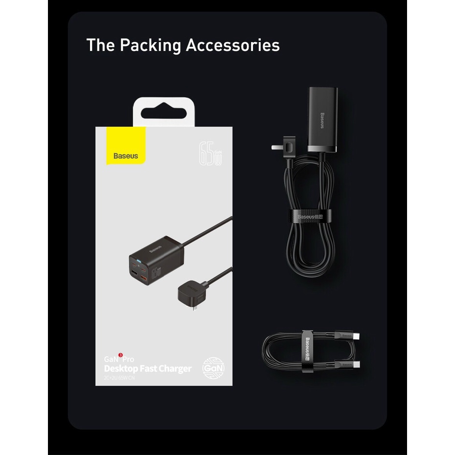 Bộ sạc nhanh 65W Baseus GaN3 Pro Desktop Fast Charger 4 in 1