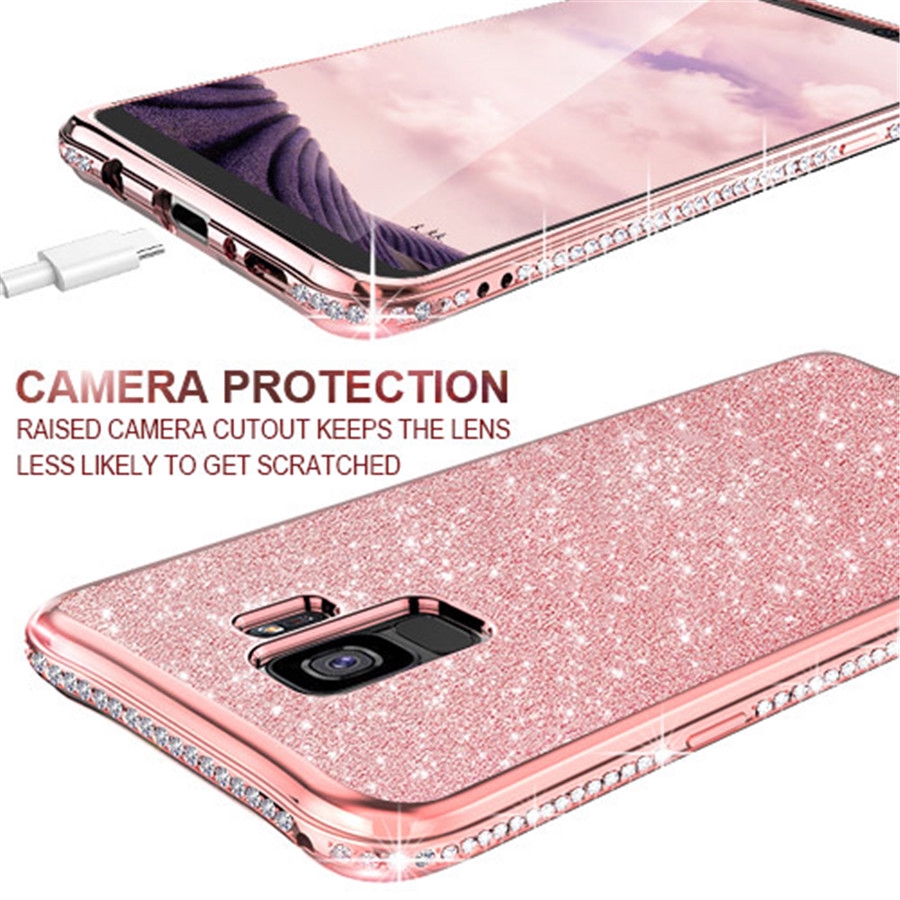 Ốp Lưng Silicone Mềm Trang Trí Kim Tuyến Nhiều Kiểu Đẹp Mắt Cho Samsung Galaxy S8 S9 Plus S7 Note 8 9
