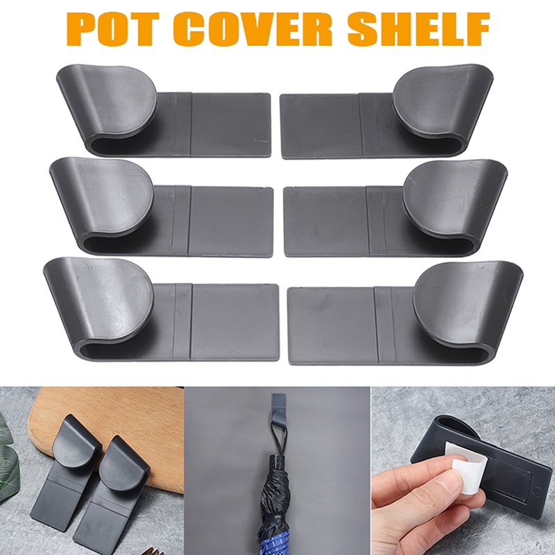 Hot sale 6pcs / set wall-mounted pot lid rack multi-function kitchen storage holder