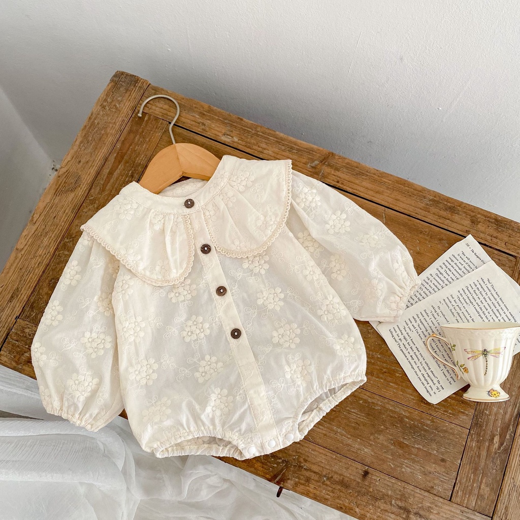 Áo Liền Quần Cotton Tay Dài Cổ Rộng Thêu Hoa Thời Trang Mùa Thu Mới 2022