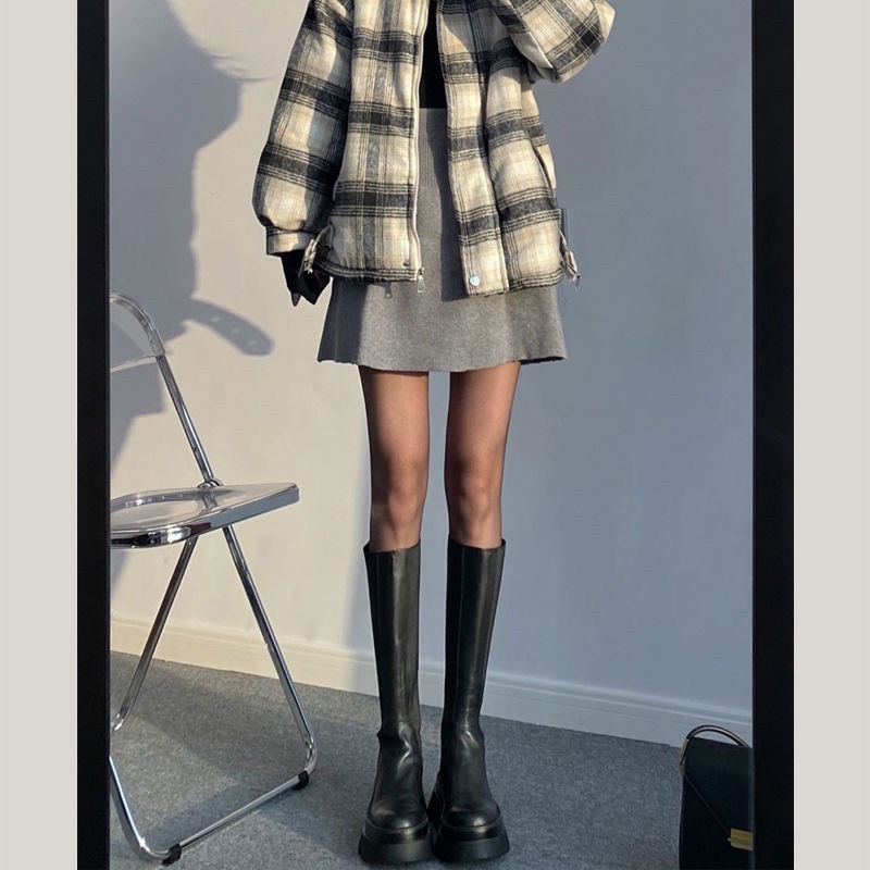 Giày Boost Đùi Da Đế Cao