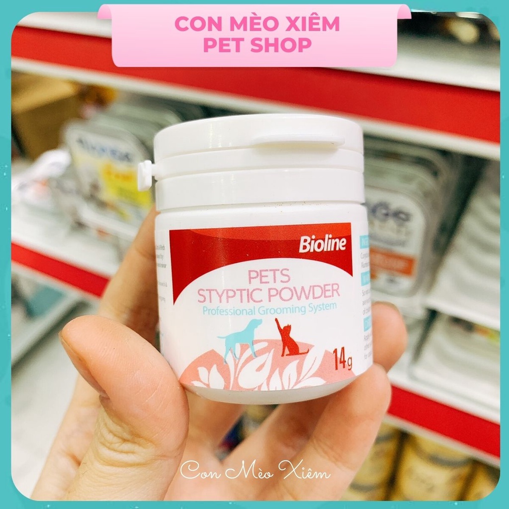 Bột cầm máu chó mèo Bioline 14g, phụ kiện grooming chăm sóc thú cưng Con Mèo Xiêm