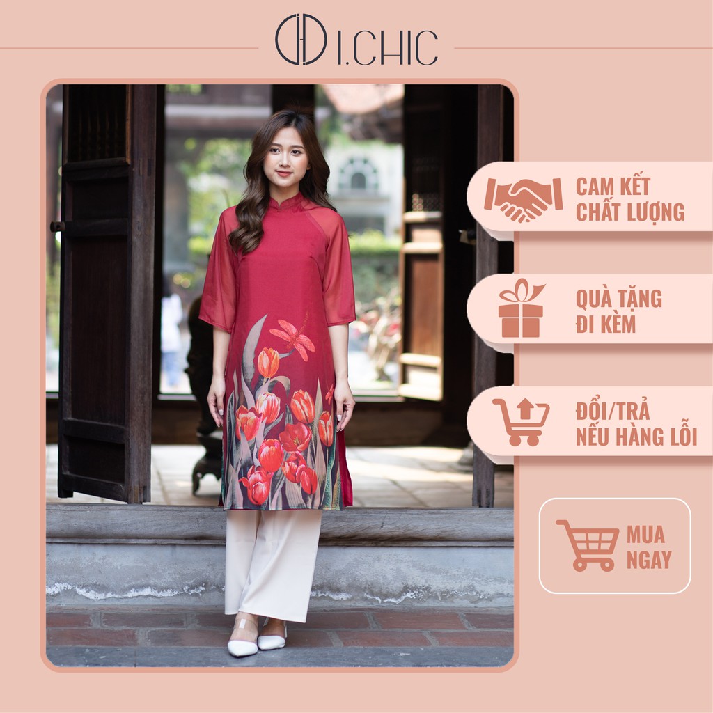ICHIC - Áo Dài Cách Tân Chân Ái Dáng Suông Thiết Kế Lụa Cao Cấp 2021