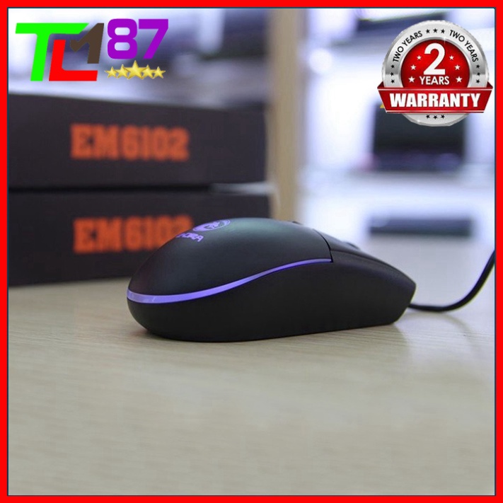 Chuột Máy Vi Tính Laptop Mouse Chơi Game E-DRA EM6102 Đèn LED 7 Màu RGB - Chuột Gaming Có Dây Chuyên Game