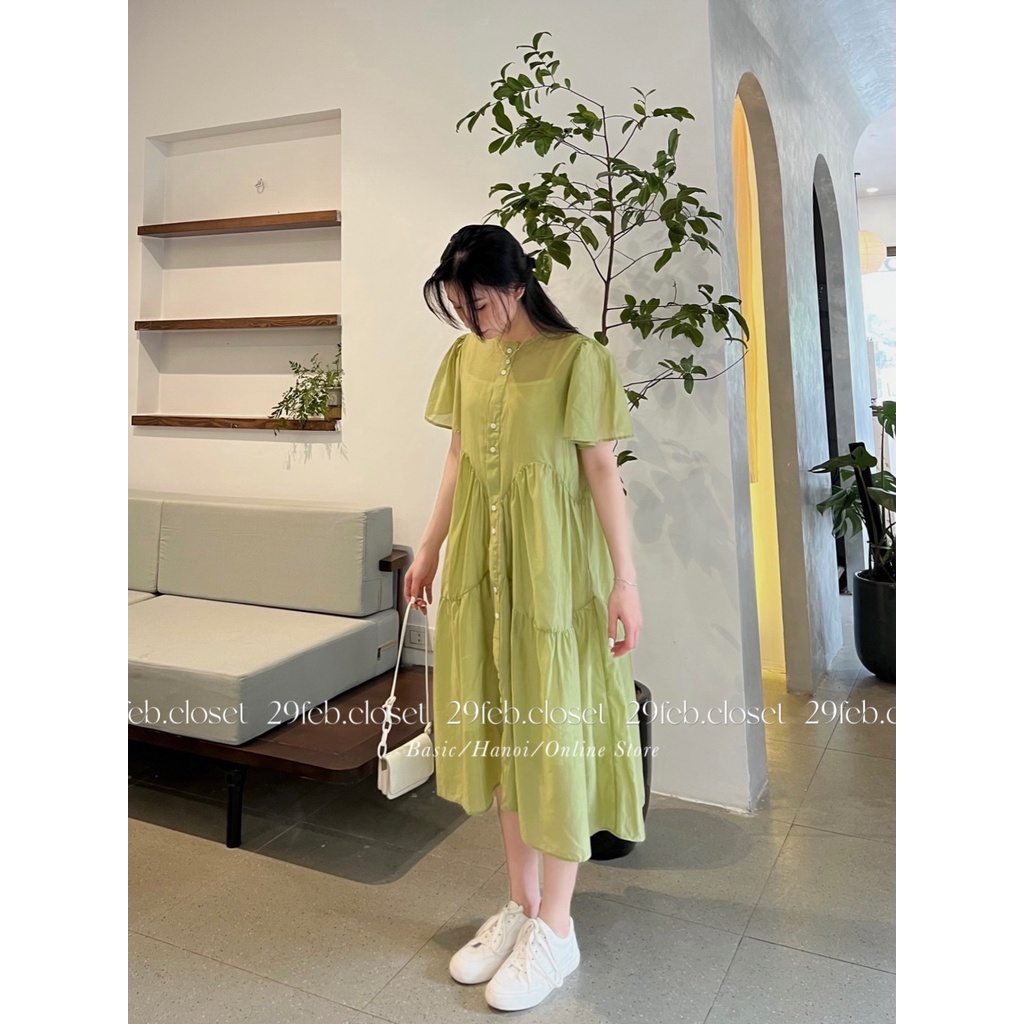 [Ảnh thật/Video] Set váy babydoll voan tơ cúc dọc kèm váy 2 dây 29feb.closet S21 | BigBuy360 - bigbuy360.vn