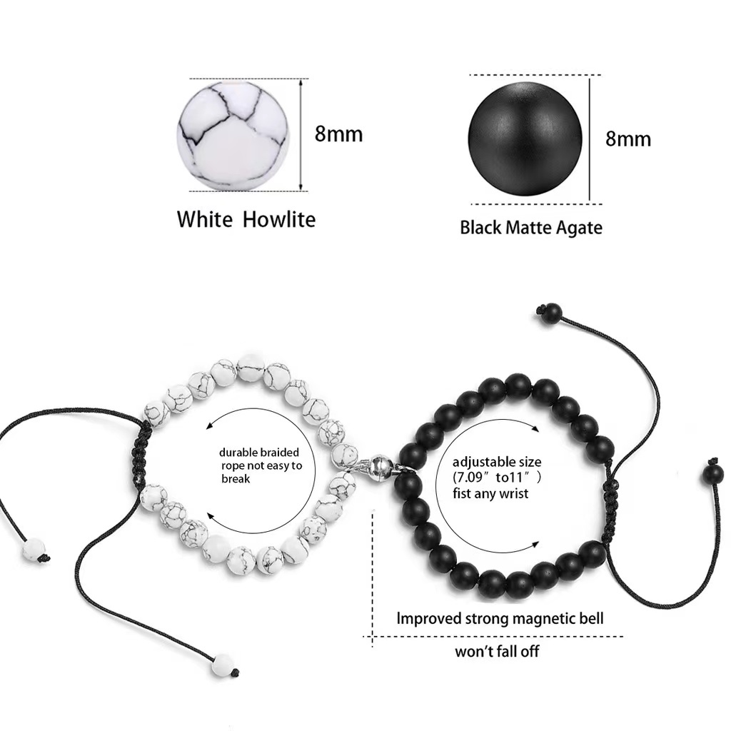 [Cois N] Set 2 Vòng Tay Chuỗi Hạt Từ Tính Quyến Rũ Thích Hợp Làm Quà Valentine Cho Cặp Đôi