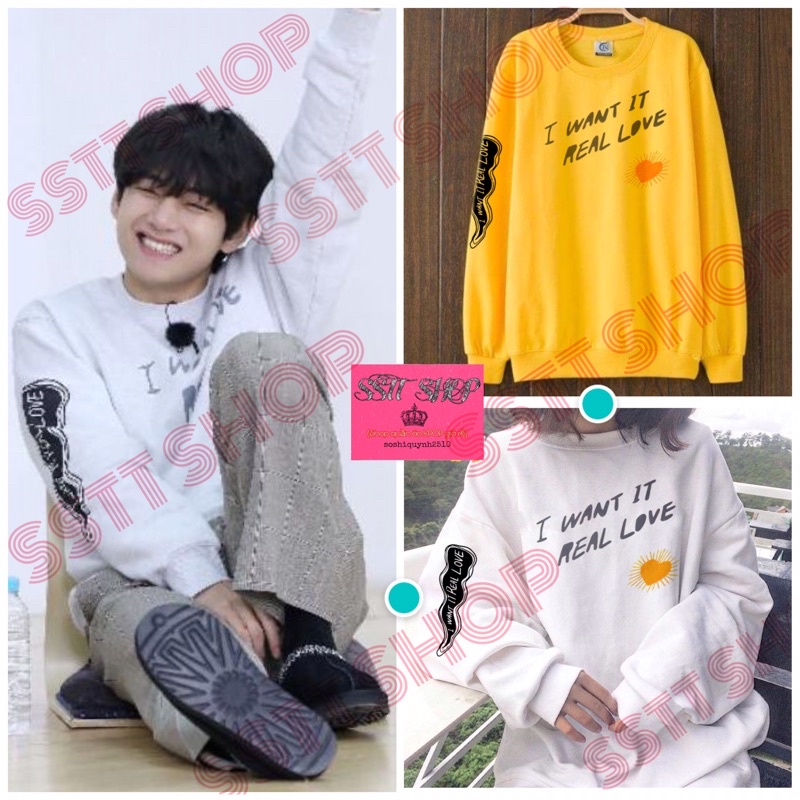 (Tặng ảnh BTS)Áo Sweater BTS V I want chéo độc lạ cực chất