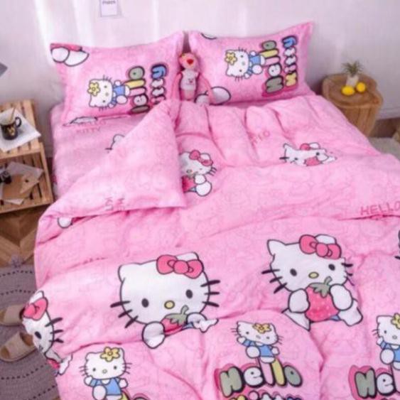 Set chăn phao ga gối hello kitty.