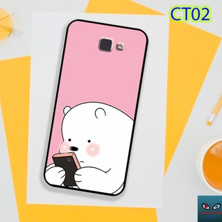 Ốp lưng kính SAMSUNG J7 PRIME J5 PRIME J4 CORE J4 PLUS gấu trắng Ice bear, in hình dễ thương siêu Cute dễ thương