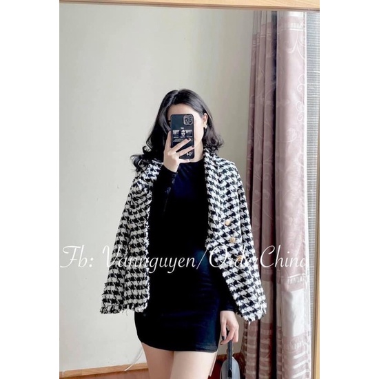 Áo khoác dạ kẻ zizac from rộng ms159
