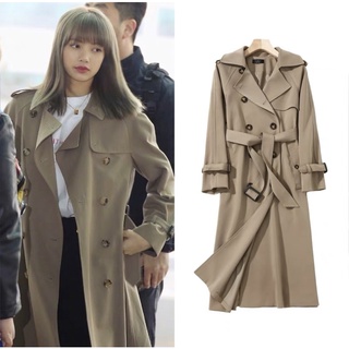 Áo Khoác Măng Tô Nữ Dáng Dài, Áo Khoác Măng Tô Kaki Dáng Dài Phong Cách Hàn Quốc Lisa_ Hàng Order QCCC Có Ảnh Thật
