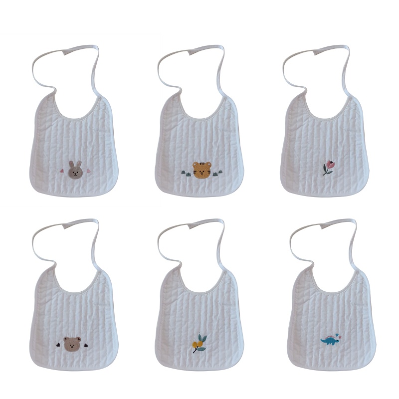 Yếm Ăn Vải Cotton Mềm Mại Thêu Hình Động Vật Hoạt Hình Có Thể Điều Chỉnh Cho Bé Sơ Sinh