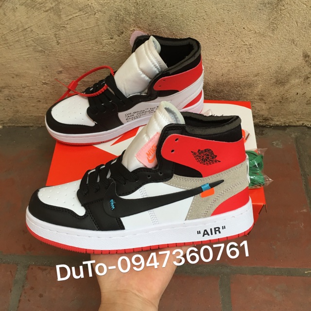 [SALE SỐC-TẶNG DÂY-FULLBOX] Giày jordan 1 OFF WHITE đỏ đen 36->44 NAM NỮ HOT NHÂT