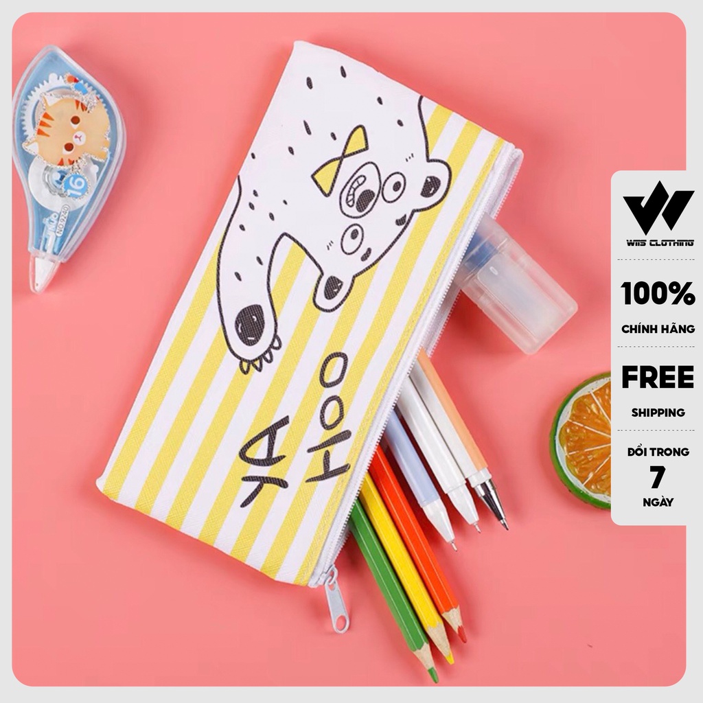 Túi đựng bút WIIS da Pu đựng viết, điện thoại, mắt kính kich thước 18.5CM x 9CM