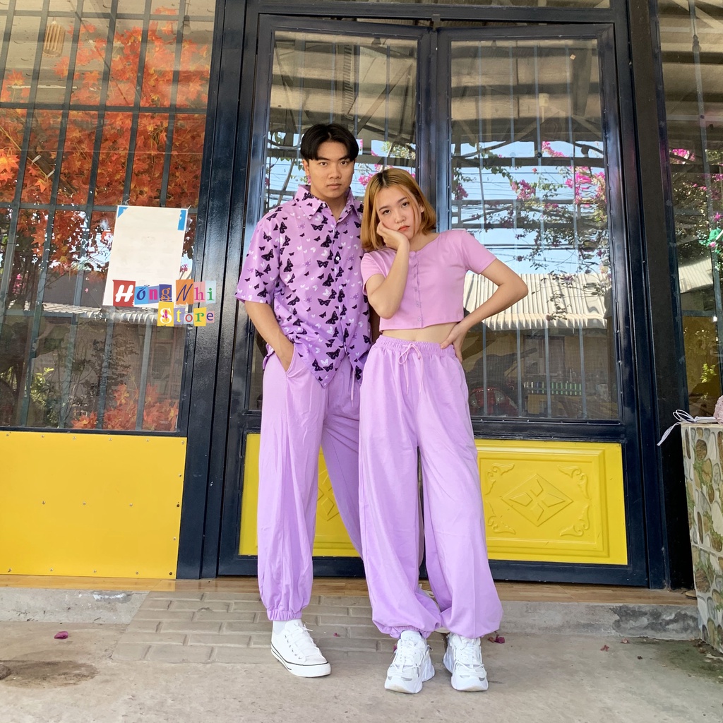 Quần Jogger Basic Pant Ulzzang Unisex Jogger Trơn Bo Lai Màu Tím - MM