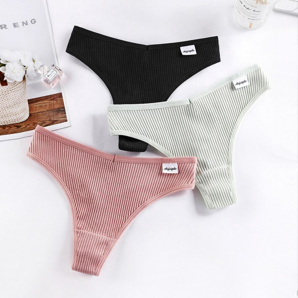 Quần lọt khe nữ - Quần lót sexy cotton gân tăm co dãn kháng khuẩn mịn màn Cavera L163