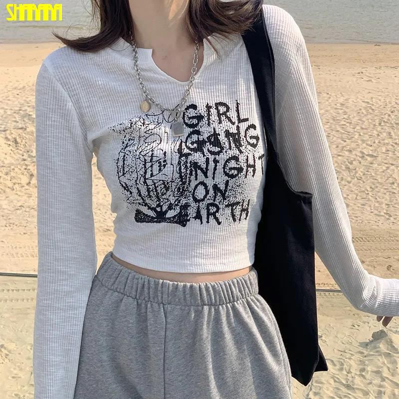 Áo croptop tay dài cổ chữ v thời trang 3 màu sắc tùy chọn cho nữ