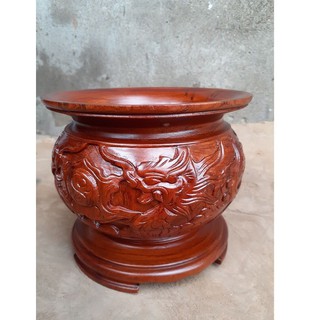 Bát nhang gỗ hương chạm  15cmxcao 13cm