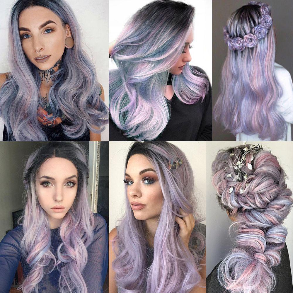 ANEMONE Tóc Giả Nữ Kiểu Xoăn Gợn Sóng Lớn Màu Pastel Bằng Sợi Tổng Hợp Chịu Nhiệt Hóa Trang Halloween