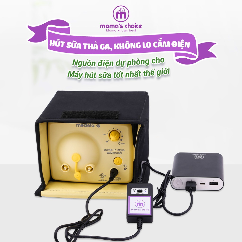 Pin sạc dự phòng Mama's Choice thiết kế Cáp kết nối chuyên biệt cho máy hút sữa Medela Pump tạo áp lực hút như khi cắm