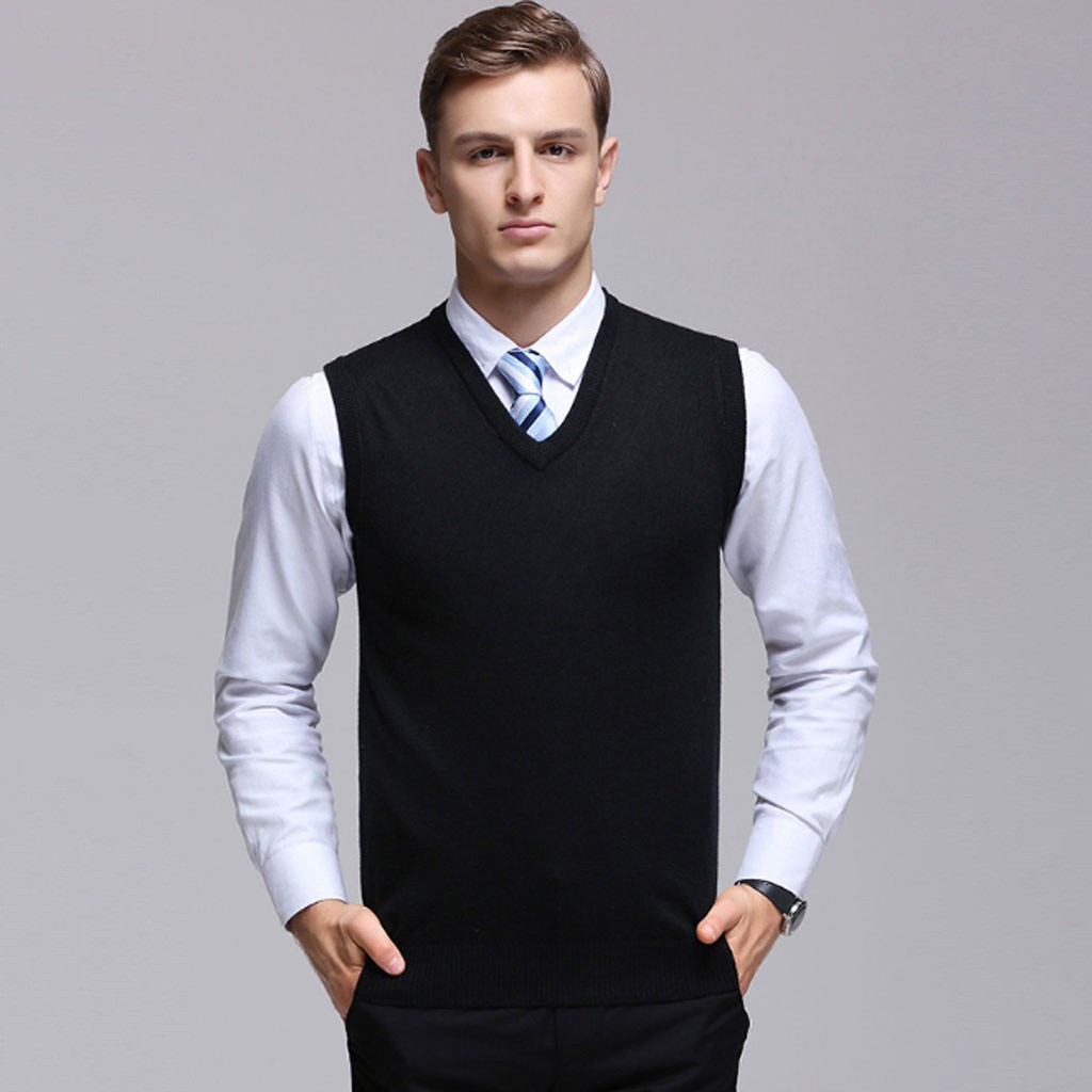 Áo gilê len nam cổ tim thời trang AN-299i