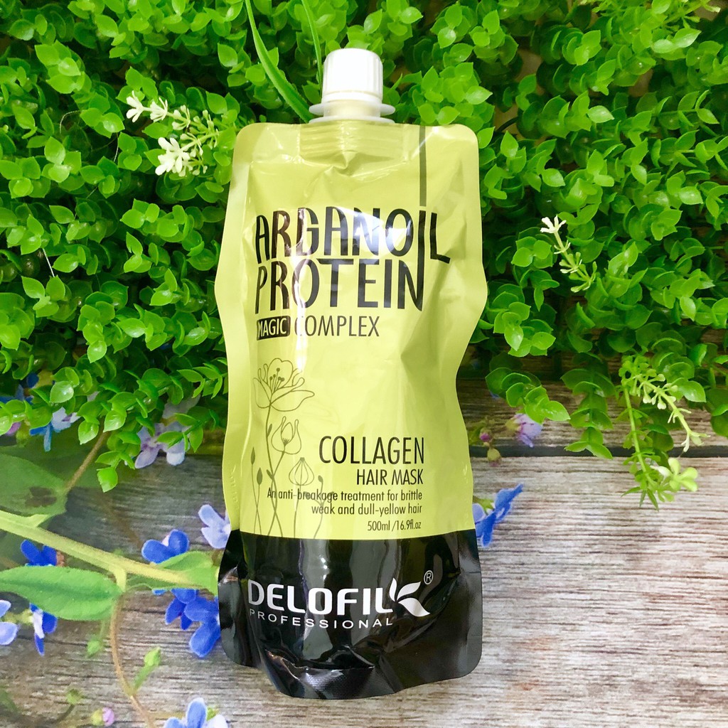 [Chính hãng][Hot] Hấp dầu Collagen Delofil Argan Oil Protein siêu mượt 500ml (túi) | BigBuy360 - bigbuy360.vn