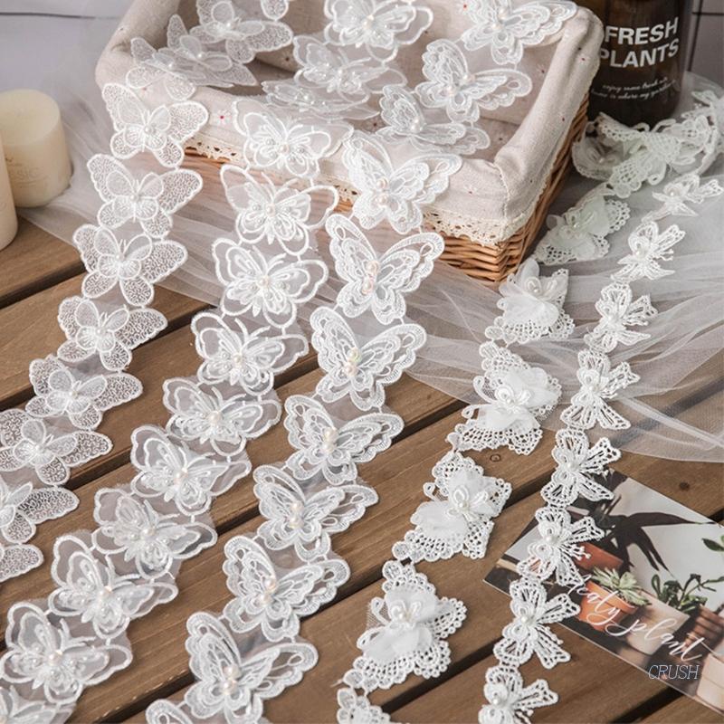 1 Yard Dải Ruy Băng Ren Hình Nơ Bướm Đính Ngọc Trai Giả Tự Làm Thủ Công Trang Trí Đám Cưới