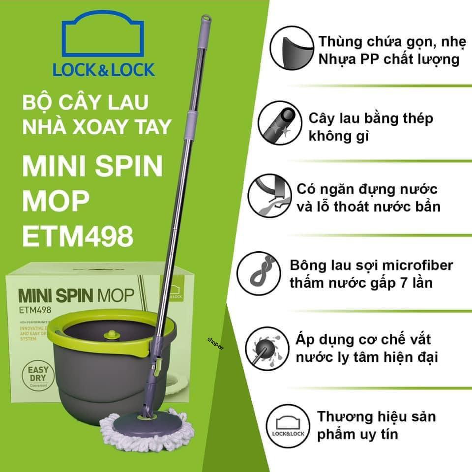 Cây lau nhà + Bộ lau nhà mini Ettom Lock&Lock ETM498 - KÈM 2 BÔNG LAU [Hàng chính hãng Lock &Lock]