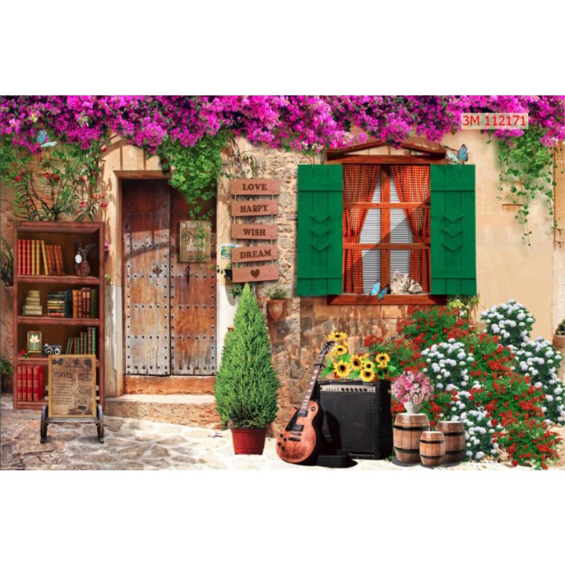 Tranh dán tường 3D trang trí quán cafe, trà sữa , ăn vặt keo sẵn bóc dán